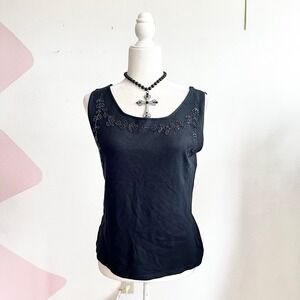 Vintage Eye Candy Beaded Tank Top Y2K 2000s Glam Retro Whimsigoth Small